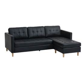 FALSLEV sofa v/chaise svart kunstleður